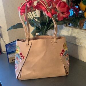 CHICO, elegant vegan leather floral embroidered tote. A BEAUTIFUL BAG.